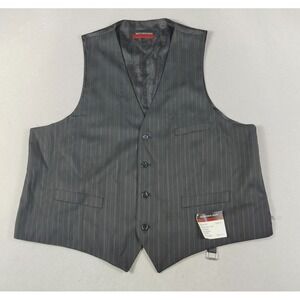 Midtown Man Suit Vest Mens XL Black Pinstripe Belted Business Formal Wedding